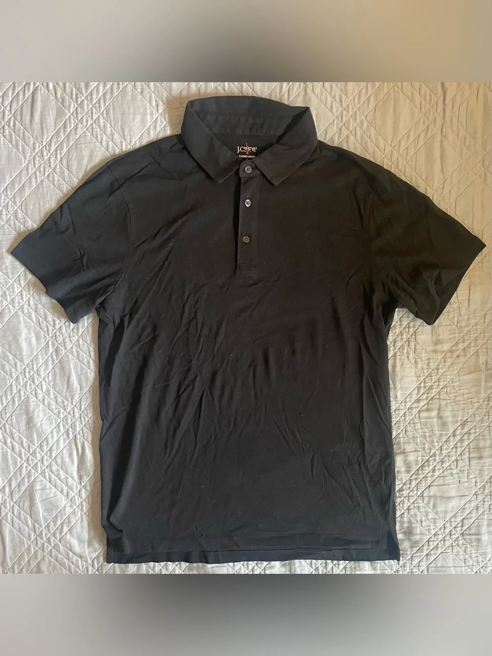 J. CREW Slim sueded cotton polo shirt in Black Size L NWT $55 BW393
